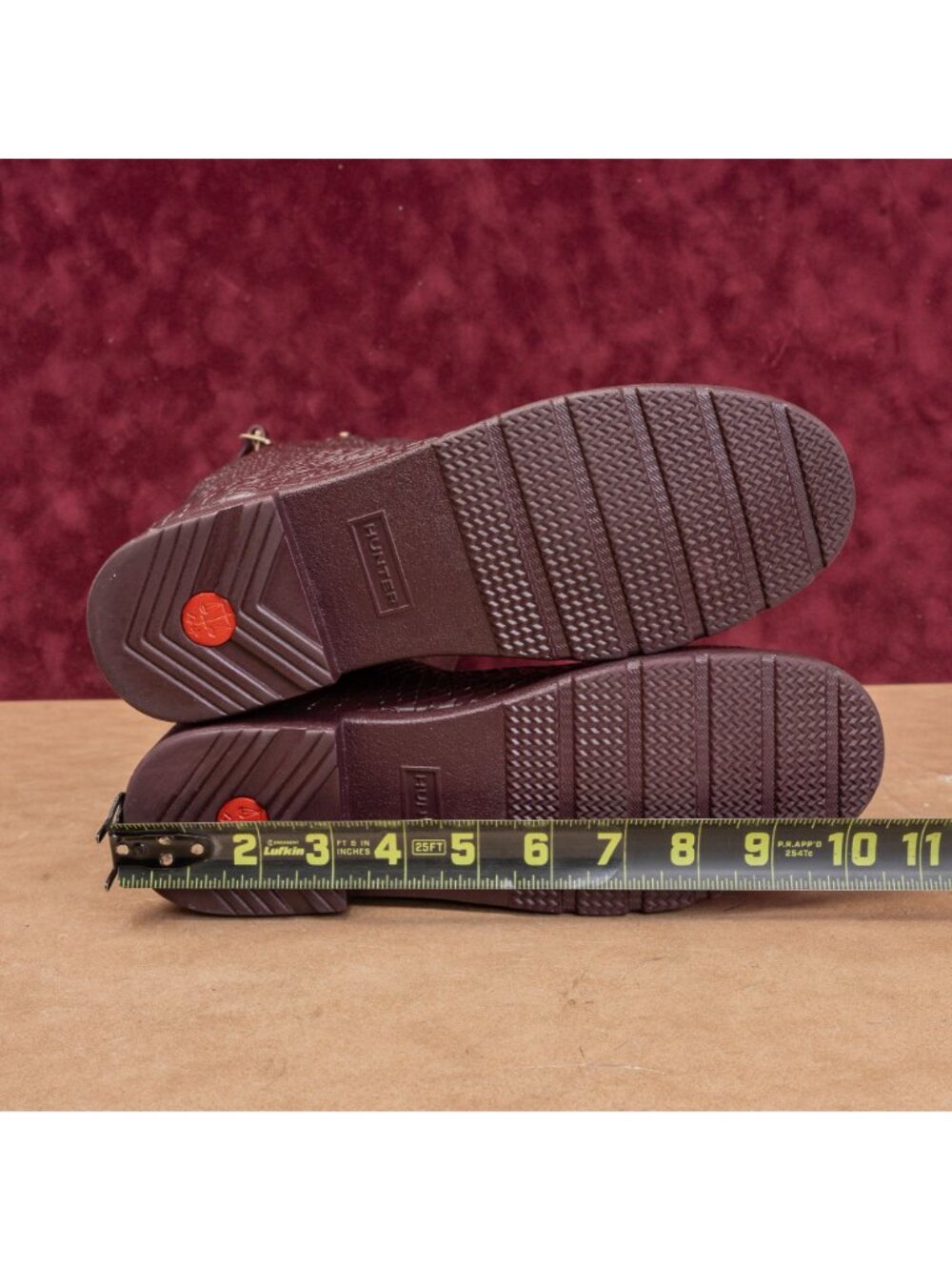 Hunter Women Scale Texture Farm Barn Maroon Wellies Rain Rubber Boots 9US EUR40 - Picture 6 of 9